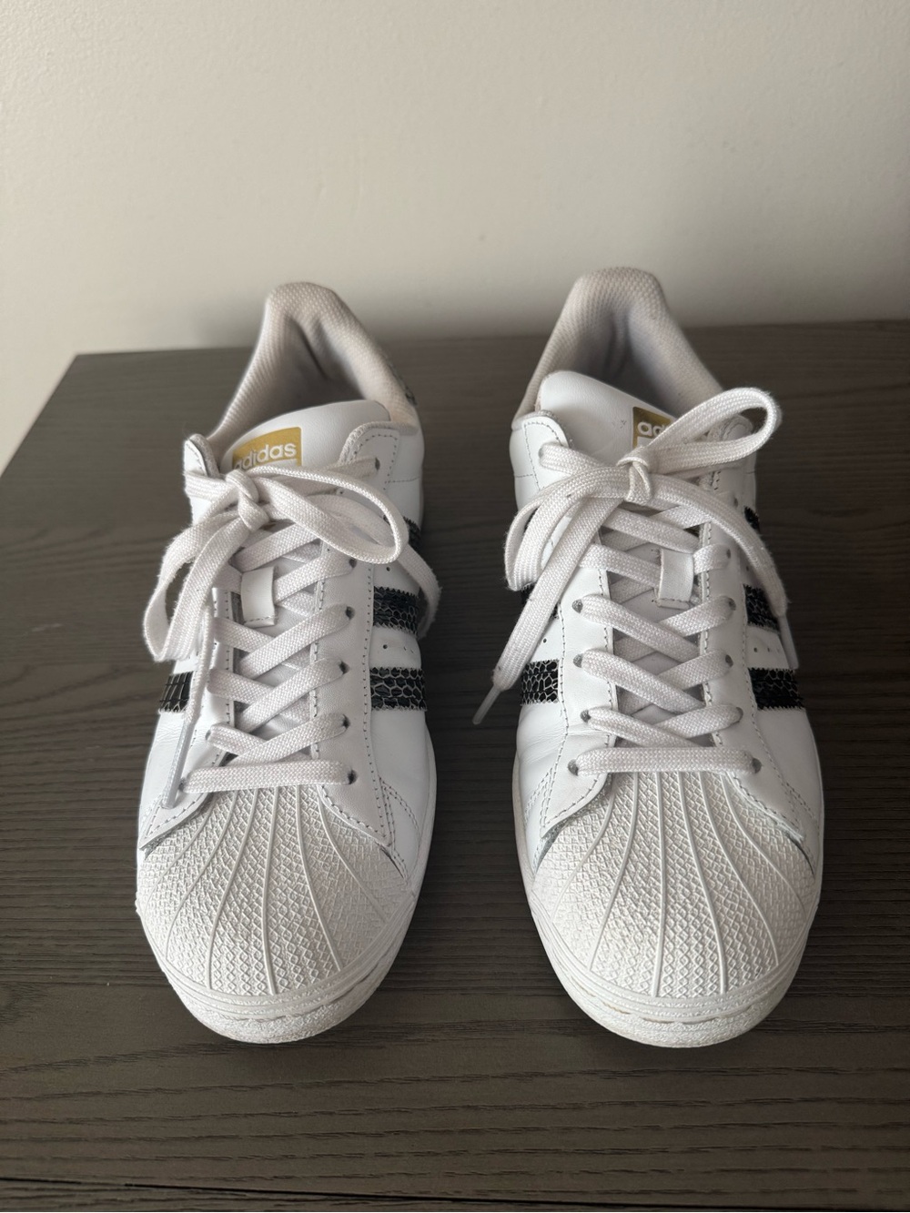 adidas White Sneakers with Gold Logo Detail